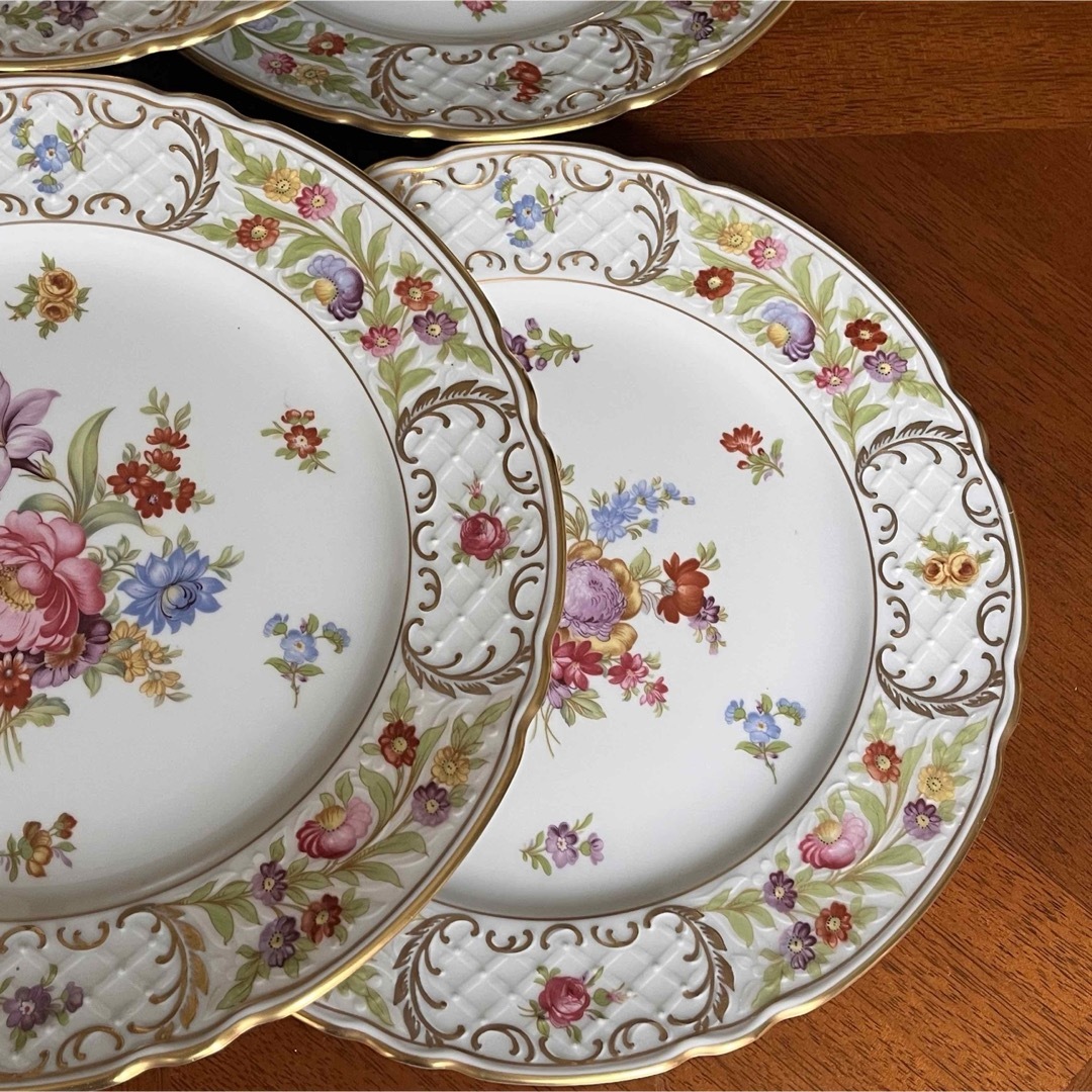 希少品】ドイツ製シューマンババリア☆ドレンデンフラワー☆豪華な大皿6枚
