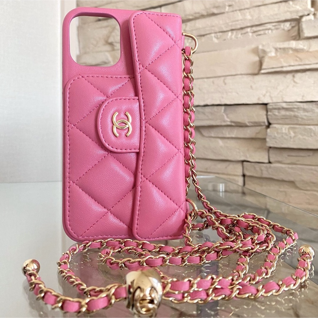 CHANEL - シャネル iPhoneケース マトラッセ ピンク iPhone12 PROの