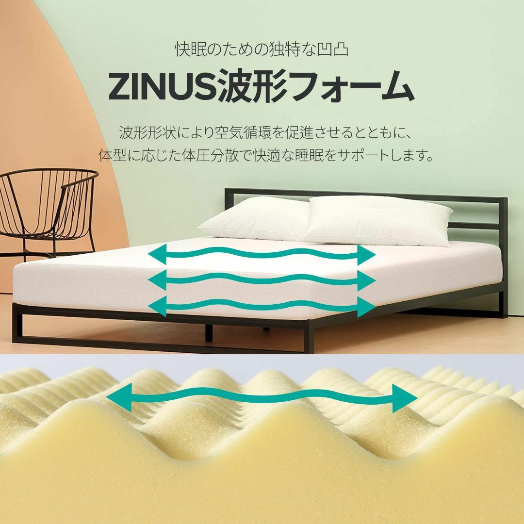 サイズ:シングル_スタイル:15cm】ZINUS 低反発 マットレス シングルの