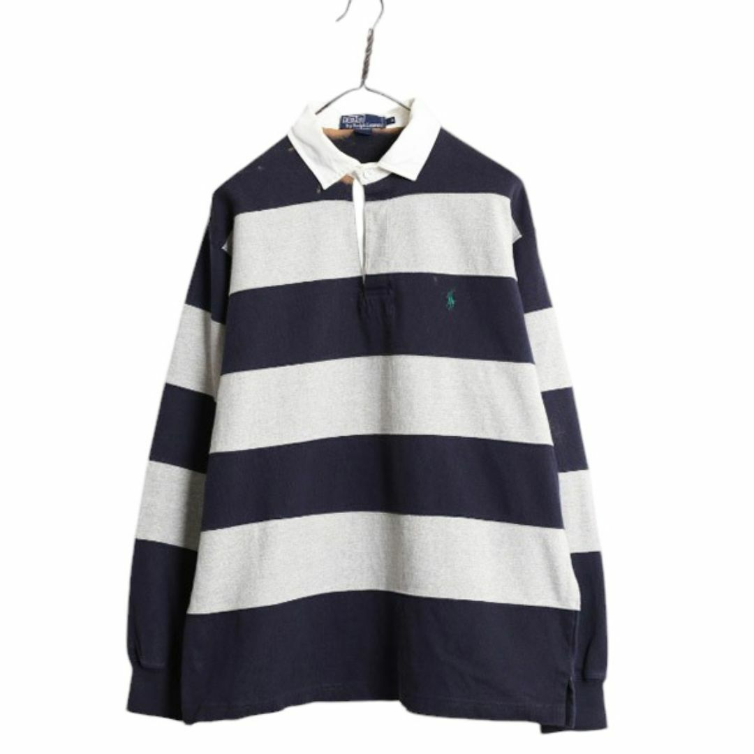 希少】POLO RALPH LAUREN＊ワイドボーダー＊ラガーシャツ＊XL