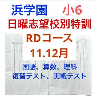 浜学園 小6 日曜志望校別特訓 11.12月 RDコース 復習テスト、実践