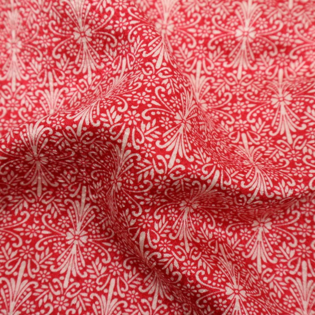 七五三5点セット 3歳女児 花模様 子供着物帯小物 赤 正絹 8RR3の通販