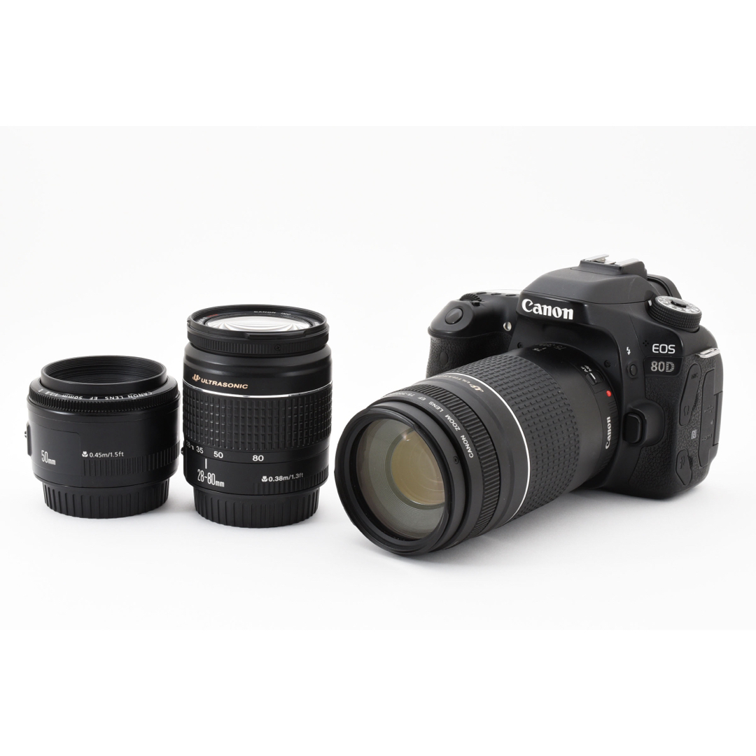 Wi-Fi/動画/保証/Canon EOS80D標準&望遠&単焦点レンズセット 【公式通販】