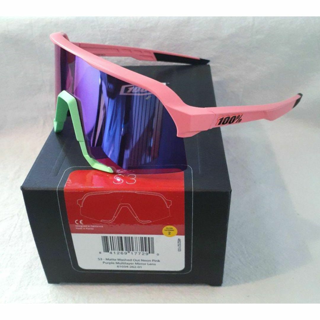 100% S3 ネオンピンク パープルミラーレンズ ワンハンドレッドの通販