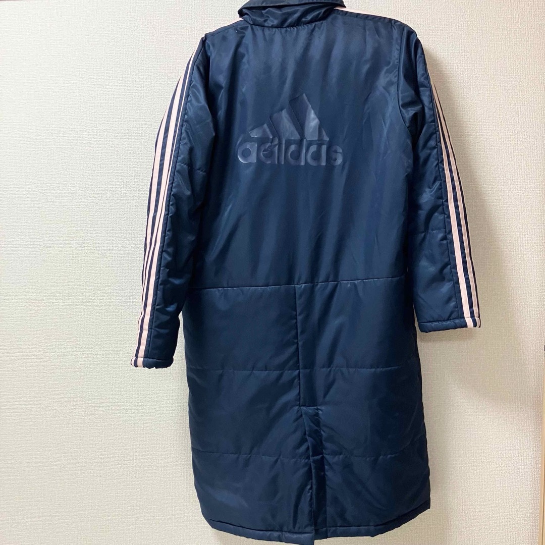 adidas - adidas ベンチコート 中綿コート ネイビー ピンク 160 フード