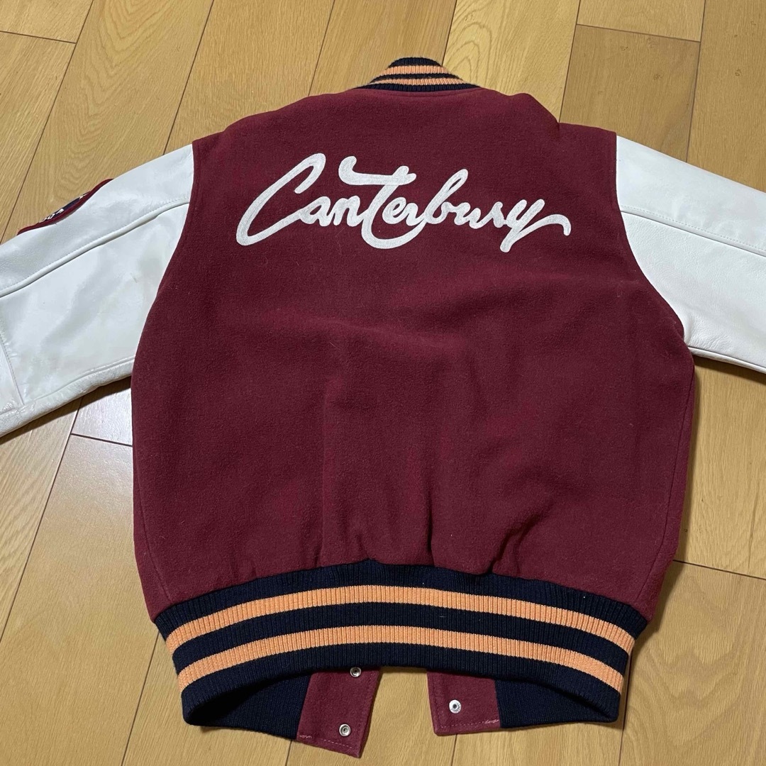 カンタベリー 袖革 スタジャン エンジx白の通販 by ひで's shop｜ラクマ