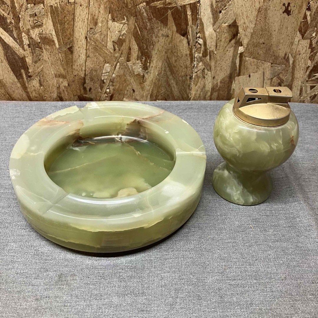 N①3103】大理石 灰皿ライターセット 昭和レトロ ビンテージの通販 by