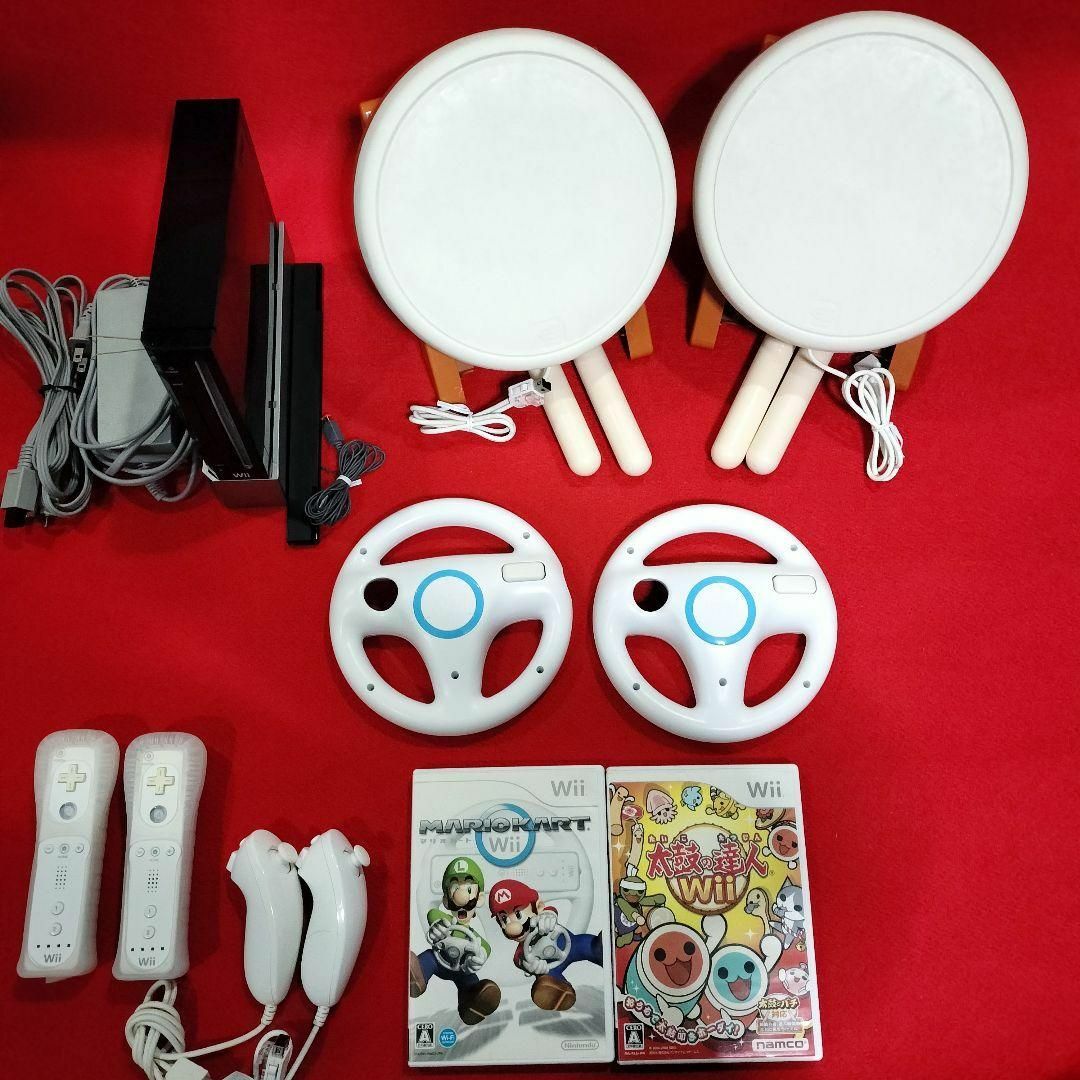 Wii - 太鼓の達人Wii本体 マリオカートハンドル2 Wiiリモコン2