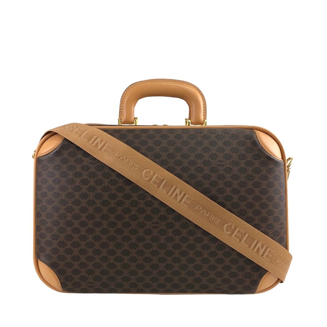 CELINE セリーヌ マカダム PVC レザー 2WAY ミニトランク ハンドバッグ