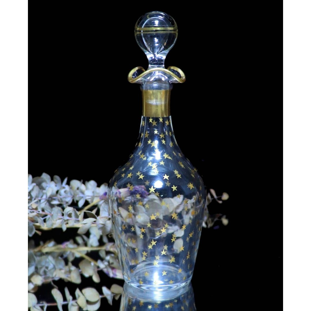Baccarat - オールド・バカラ 1900年頃 金彩デカンタ 21cm星型 ステラ