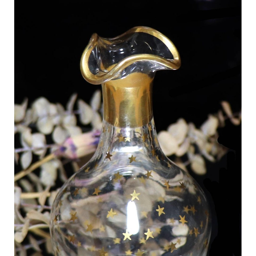 Baccarat - オールド・バカラ 1900年頃 金彩デカンタ 21cm星型 ステラ