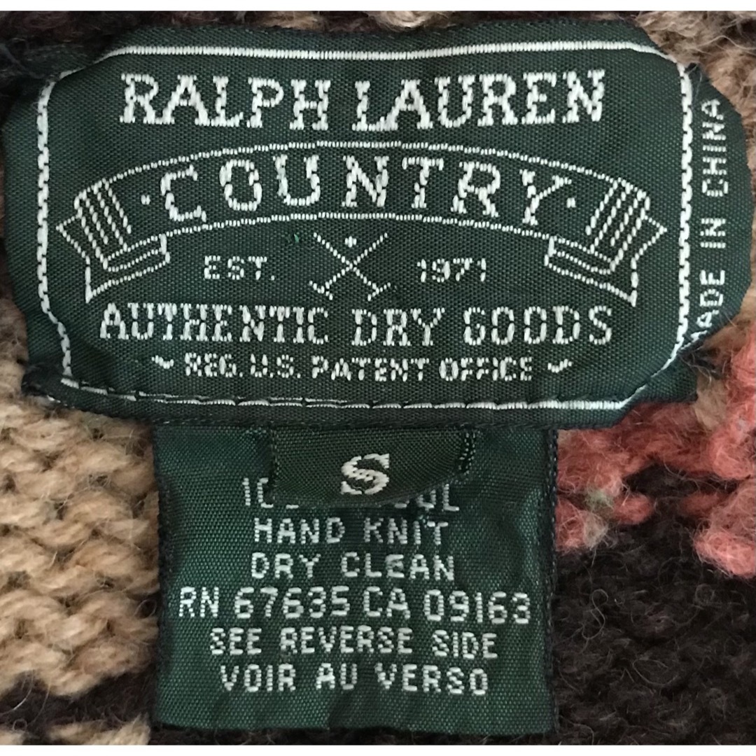 極上のナバホ柄 肉厚 90's ラルフローレン カントリー ニット ガウン S