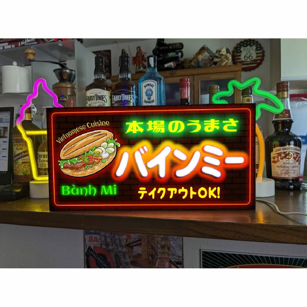 Lサイズ】バインミー ホットドック ベトナム 看板 置物 雑貨 ライトBOX