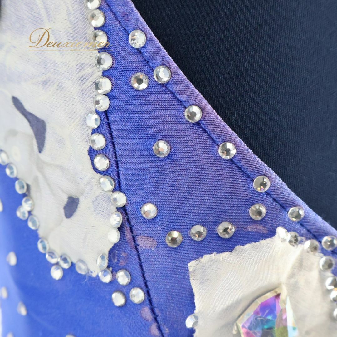 社交ダンス衣装】ブルー系 ワンピース ドレス 青 フロート フリル