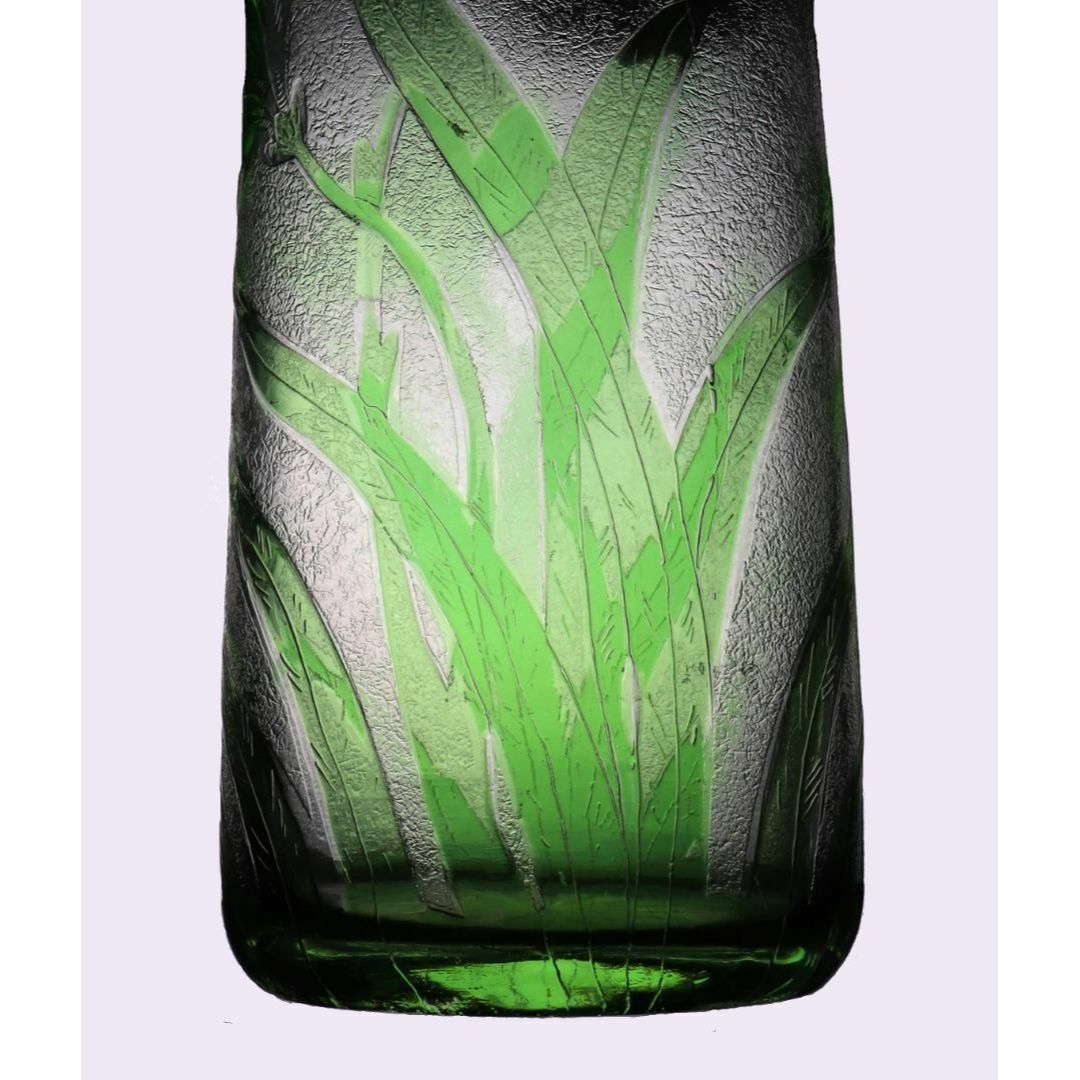 オールド・バカラ 1880年頃美術館級 緑色被せ硝子 特大アシッド