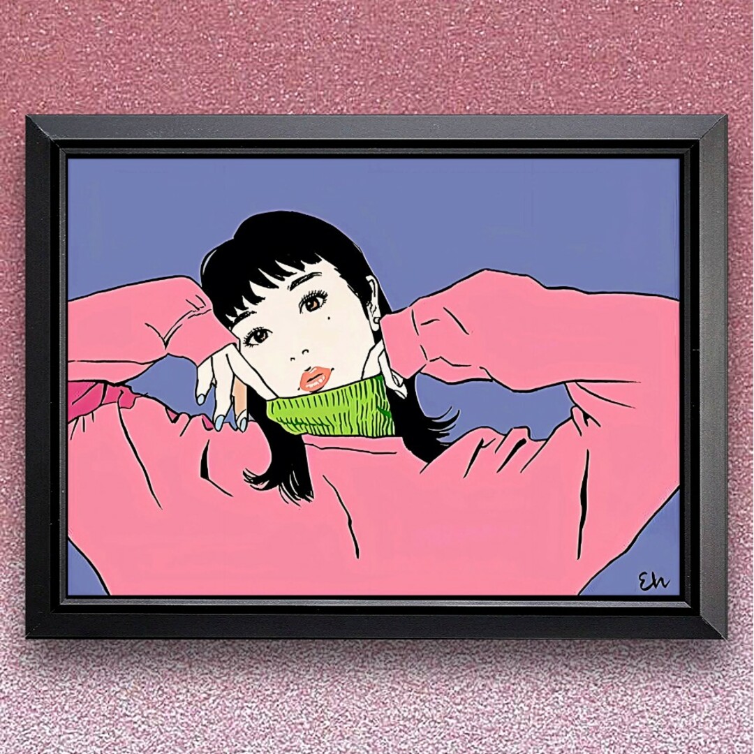 江口寿史・アート【A4サイズ写真ポスターフレーム付き2点セット】の