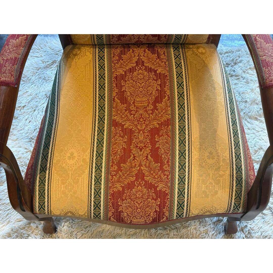 希少 クラシック ストライプ ヨーロピアン 鋲打ち アームチェア