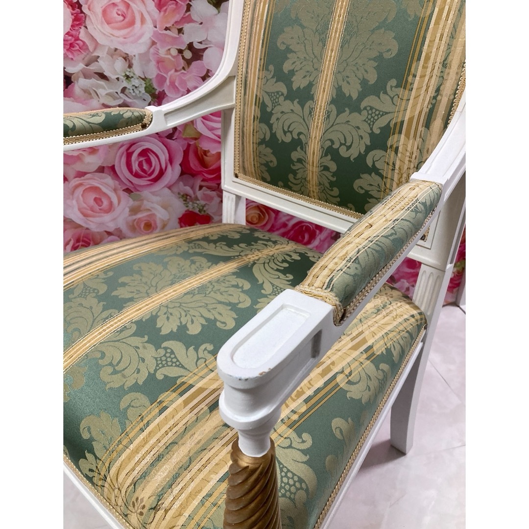 大塚家具 - IDC大塚家具 デカペ仕上げ Bianco椅子 緑 アームチェア