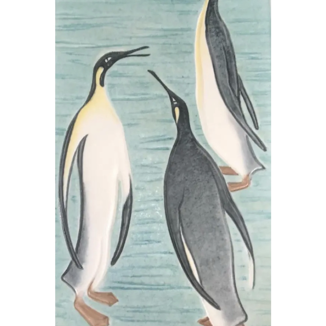 Meissen マイセン/※1級品 28cm大型陶板 ペンギン 美品 Meissen