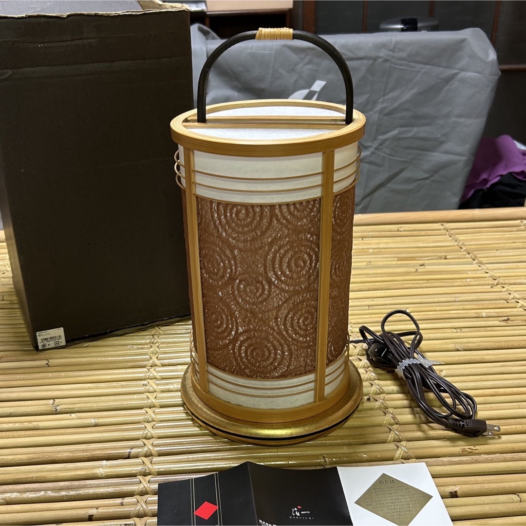 未使用】駿河竹千筋細工 金沢箔 箔一 行燈 行灯 和風照明 足元照明