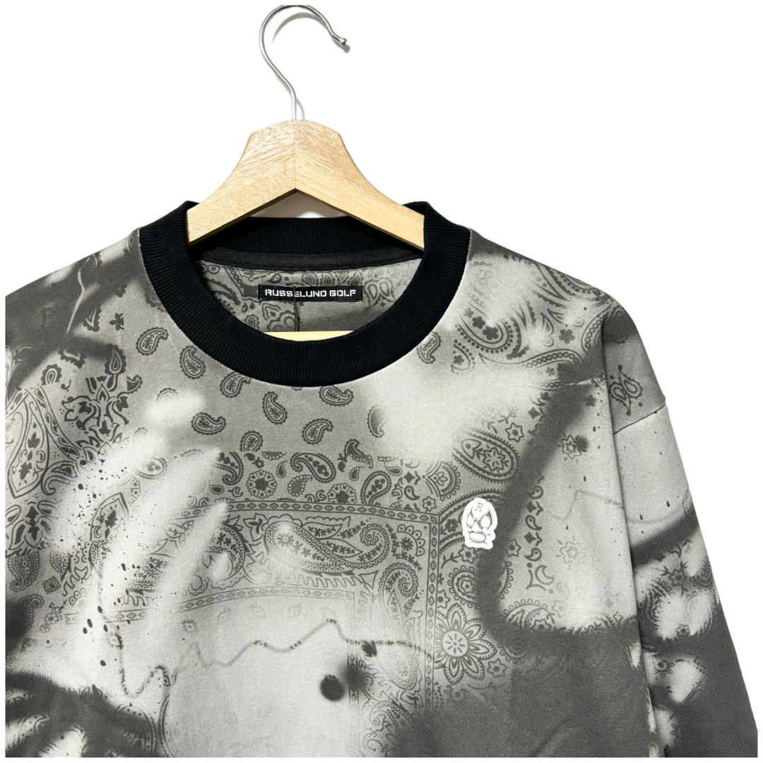 ラッセルノ ゴルフ クルーネック P.O スプレー ペイズリー ブラック M 4