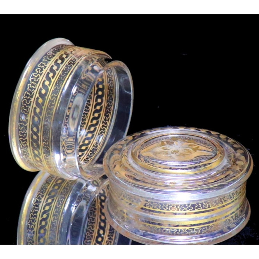 Baccarat - オールド・バカラ 1900年頃 金彩蓋物 希少絵柄 ボンボ