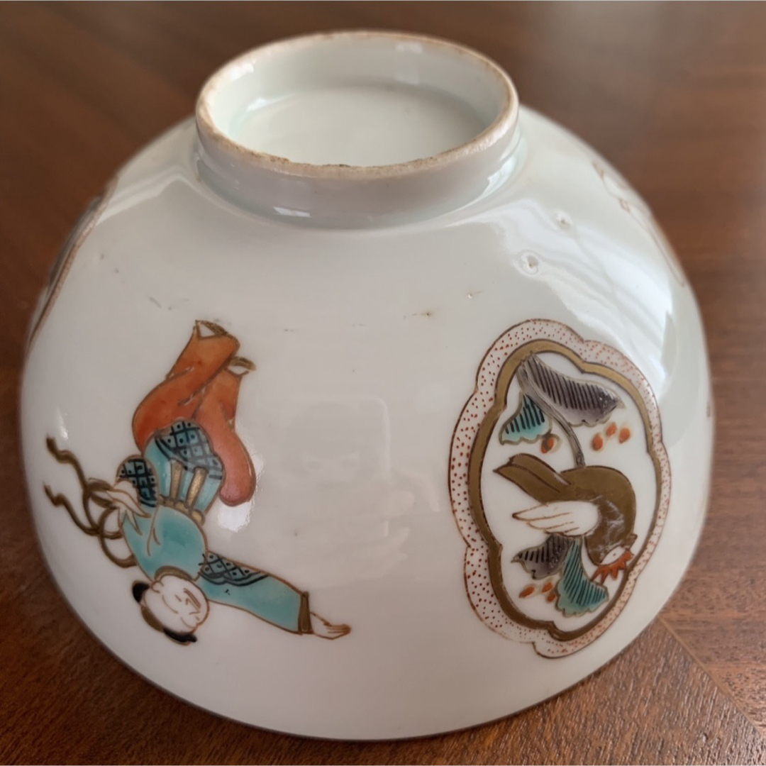 有田焼 - e 古伊万里 錦唐子絵椀 蓋付き 金彩 茶碗 アンティーク 骨董