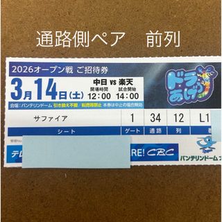 中日ドラゴンズ - 中日ドラゴンズ オープン戦チケット 内野Bペアの通販