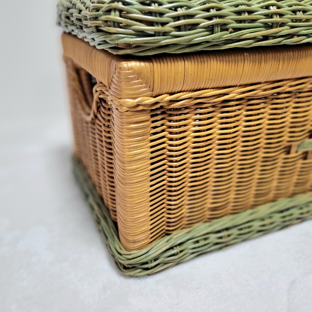 ラタン 収納ボックス 籐家具 昭和レトロ ヴィンテージ アンティークの