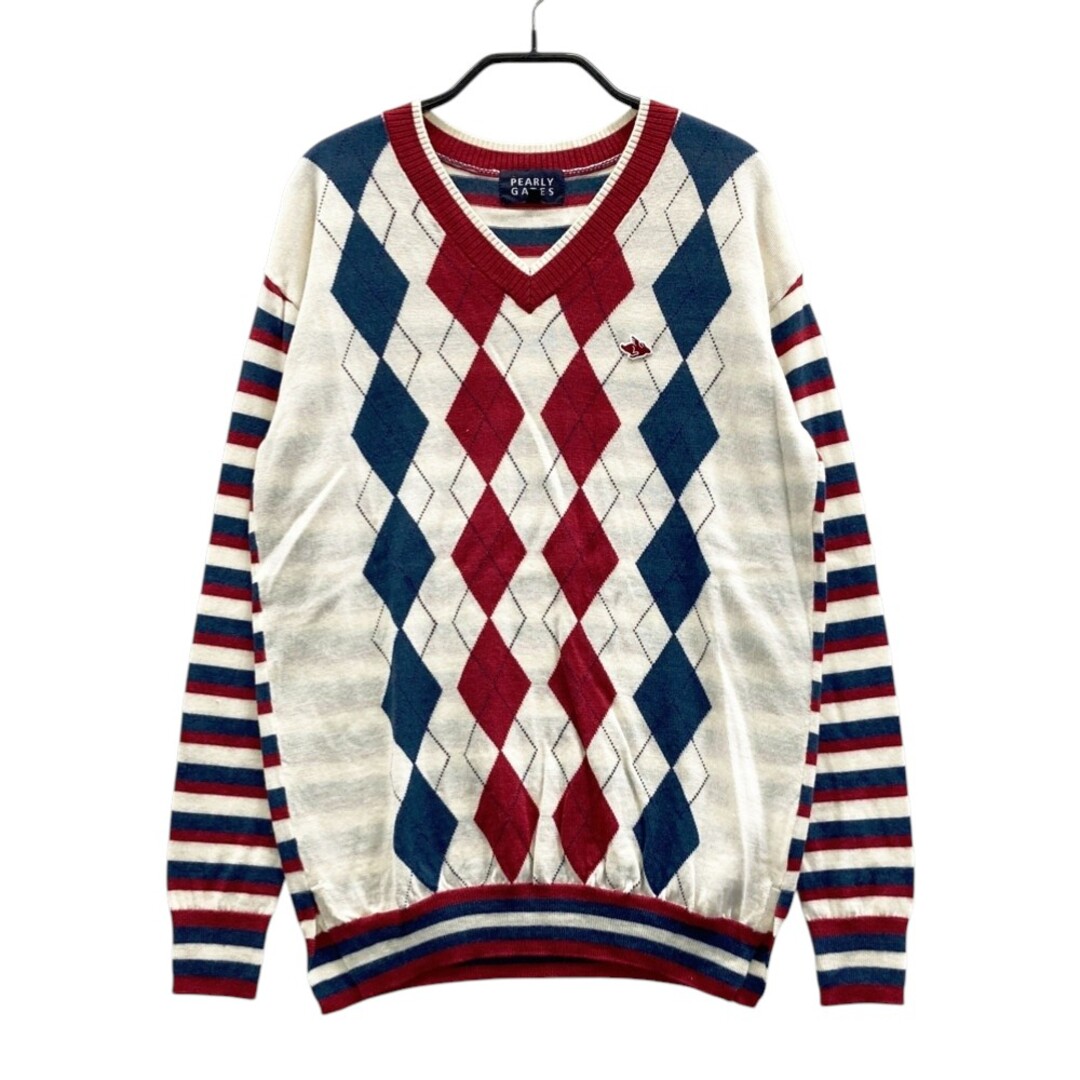 サイズ：0 PEARLY GATES パーリーゲイツ Vネック 長袖 ニットセーター