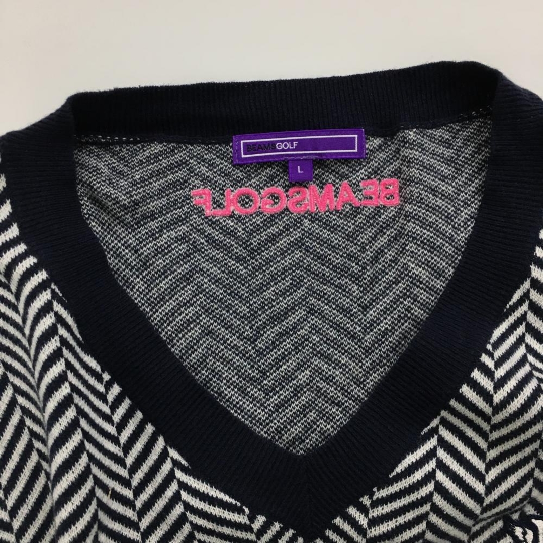 BEAMSGOLF - 【美品】ビームスゴルフ ニットベスト ネイビー×白 V