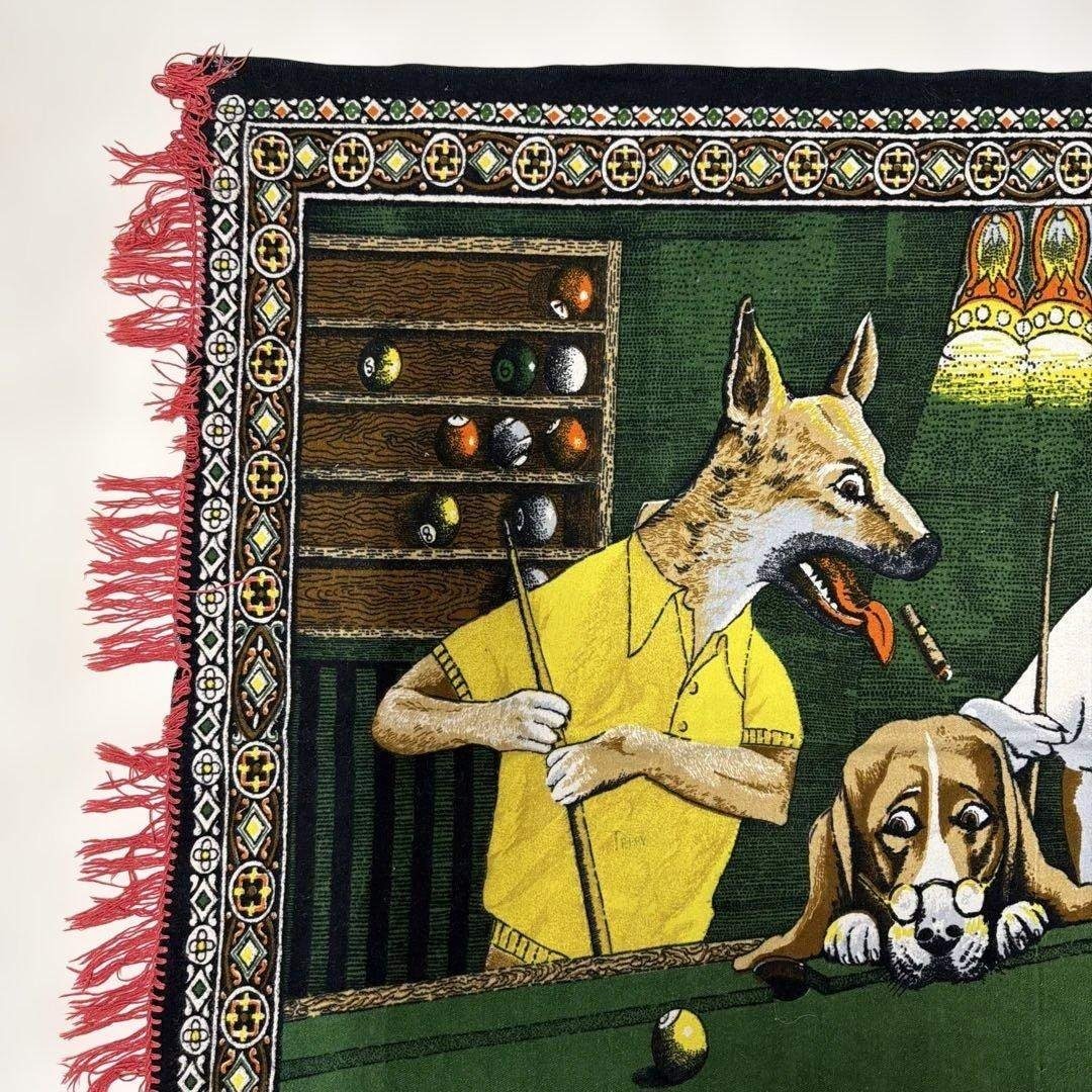 VINTAGE - ビリヤードをする犬 壁掛け タペストリー 94x143の通販 by