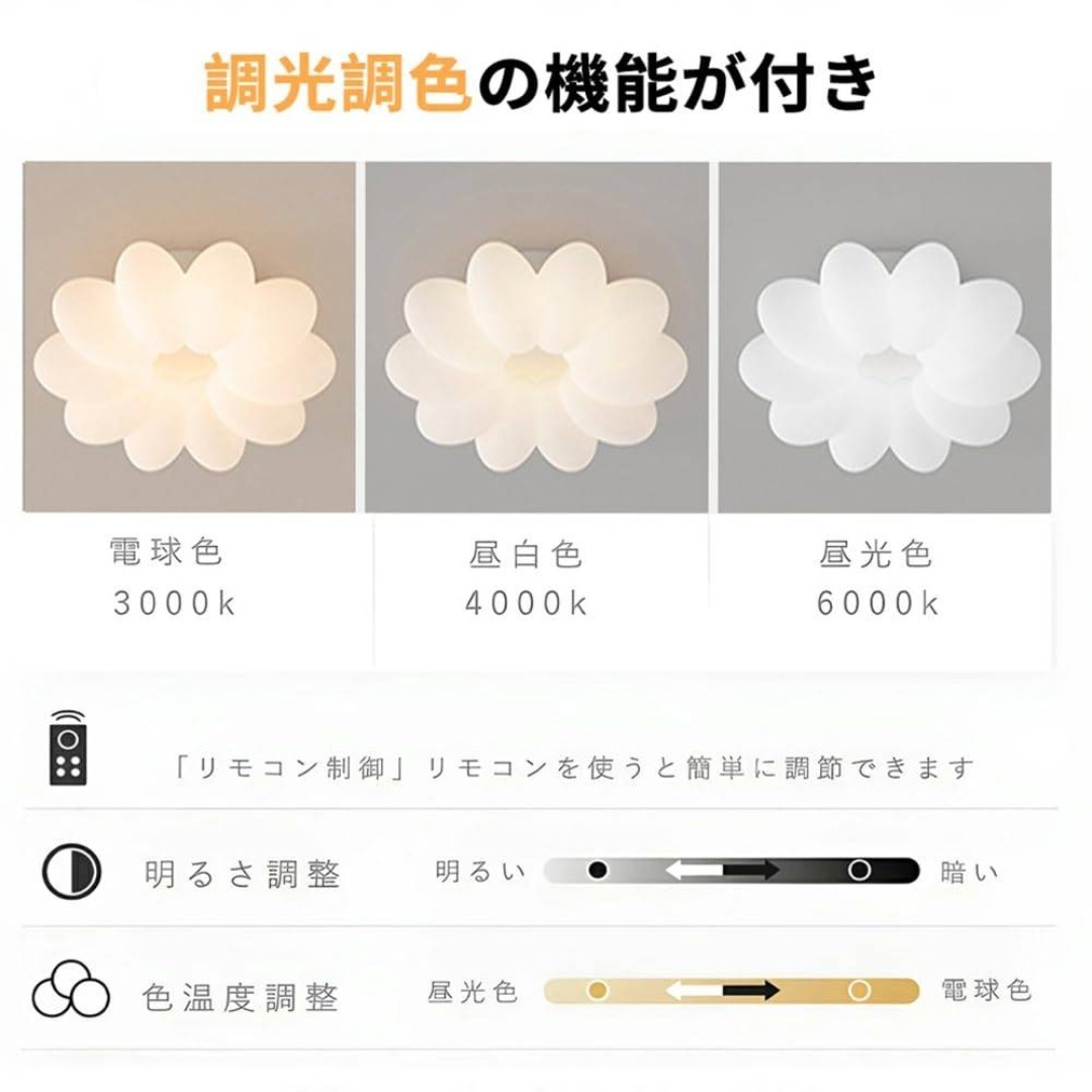 数量限定】KOVOL LED シーリングライト 花 6畳 8畳 10畳 北欧風の通販