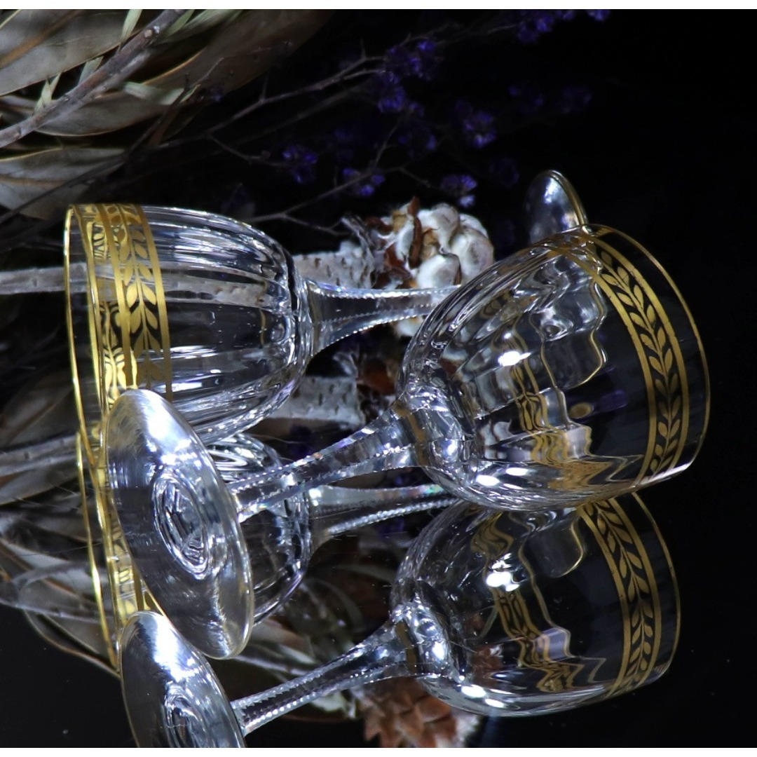 Baccarat - オールド・バカラ 1900年頃 金彩 グラス2客 ゴールド