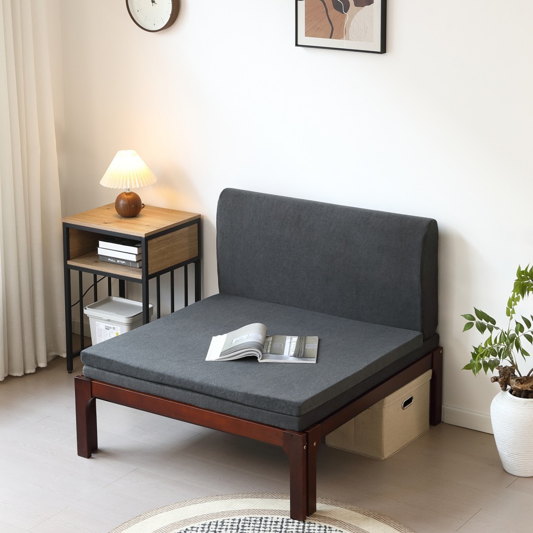 タイムセール！ソファベッド【ダークグレーマット付き】 長さは調節