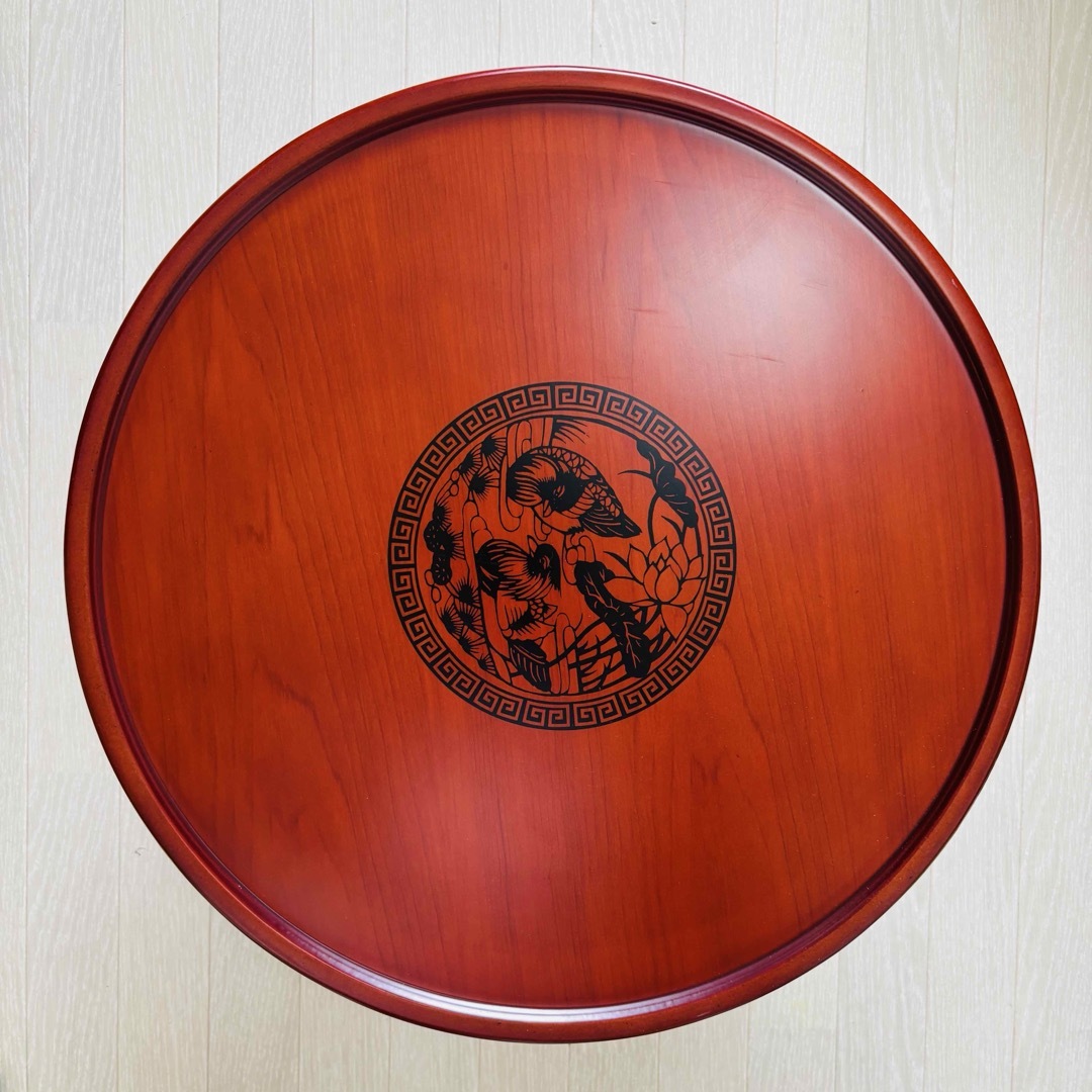 韓国漆塗り 丸角座卓 ちゃぶ台 折れ脚 折り畳み 丸角お膳 韓国漆塗り