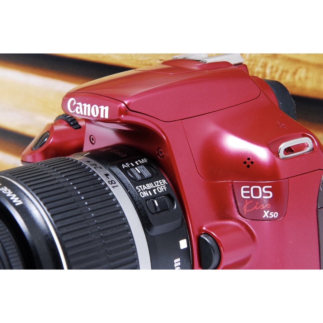 Canon - 一眼レフ キャノン kiss x50 Canon レッド 赤 スマホ転送の