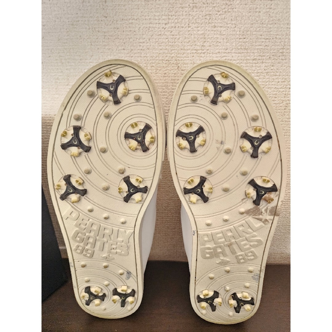 ☆美品☆】PEARLY GATES サイドロゴ スニーカー 白 25.5㎝