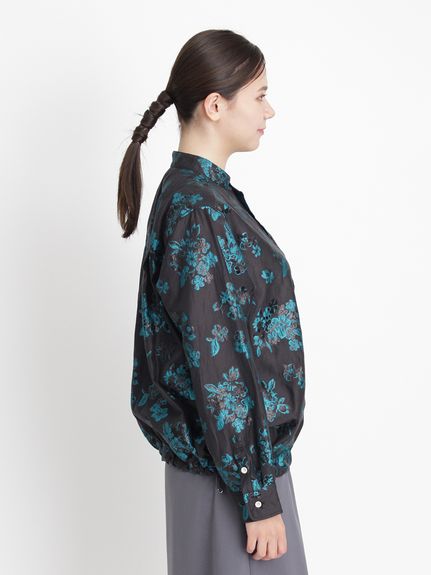 ラメミックスブーケふくれジャカードシャツブルゾン（シャツ）｜H.A.K