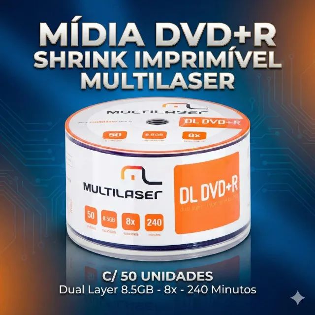 Mídia Dvd-R Shrink Imprimível C 50 Unidades Multilaser DV047 - CDs