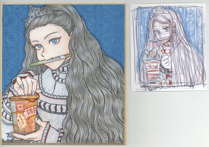 鈴木健也 直筆サイン入りカラー複製イラスト（キャビネット）「辛虜姫」