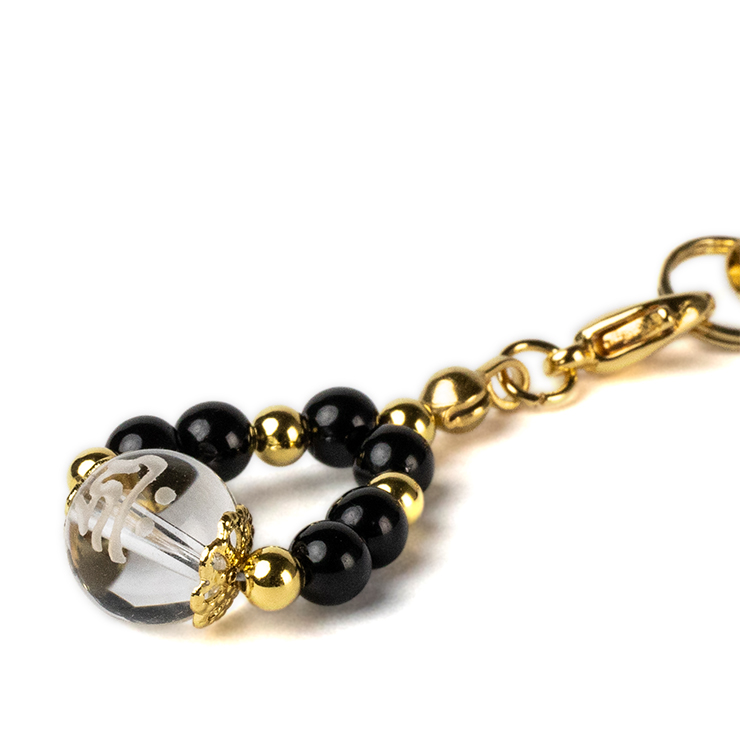 干支が選べる 厄除け梵字ストラップ ブラックトルマリン｜天然石