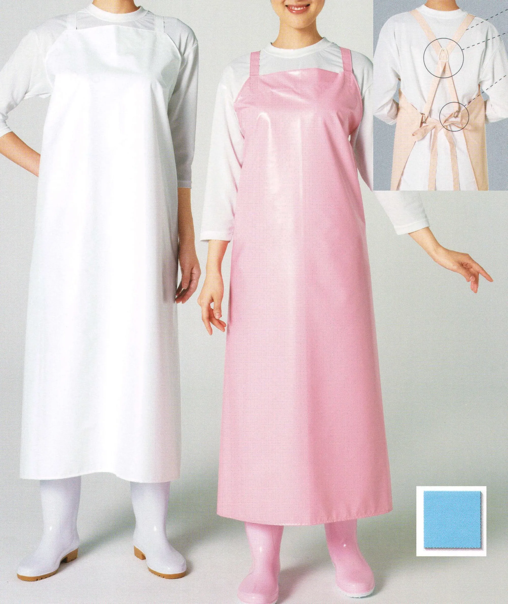 マイティクロスエプロン 胸当て/たすき掛け（ブルー） ワコウ E1001-1