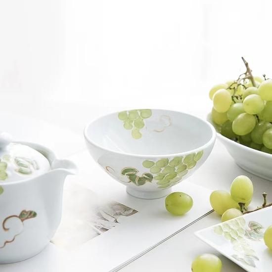 有田焼 徳七窯 一珍葡萄(緑) 茶碗 - クラフト南風