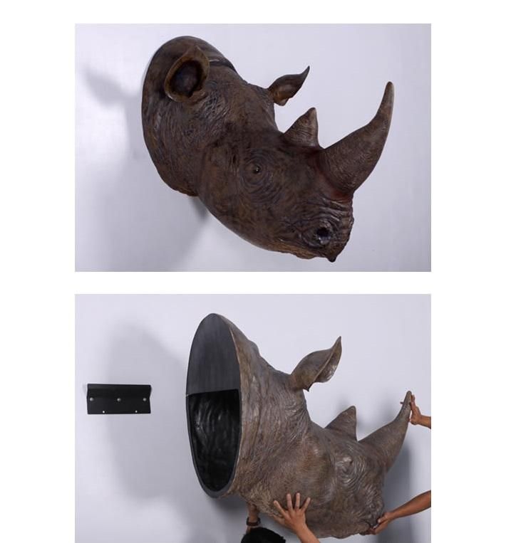 動物オブジェ☆サイの頭部 壁掛けオブジェ【116cm】☆等身大フィギュア