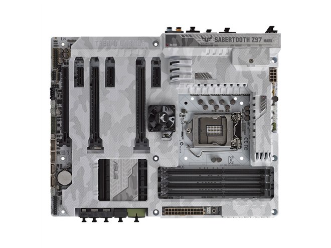 ASUS、白迷彩柄を採用したZ97搭載マザー「SABERTOOTH Z97 MARK S