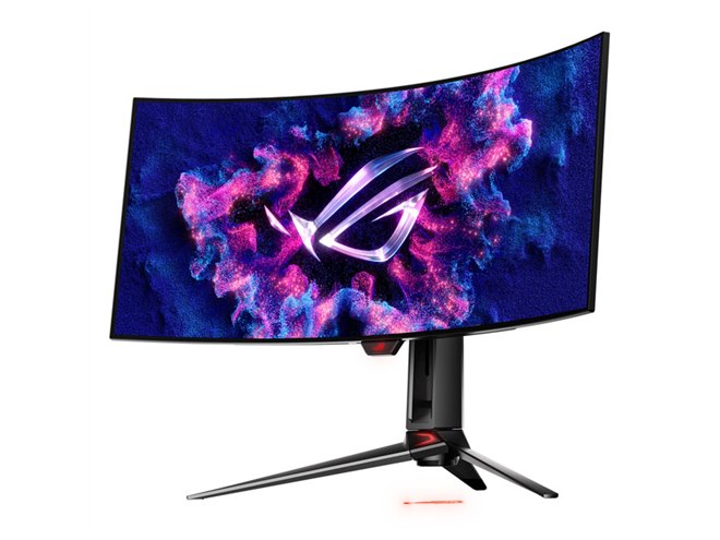 ASUS、曲率800Rの34型有機ELゲーミングモニター「ROG Swift OLED