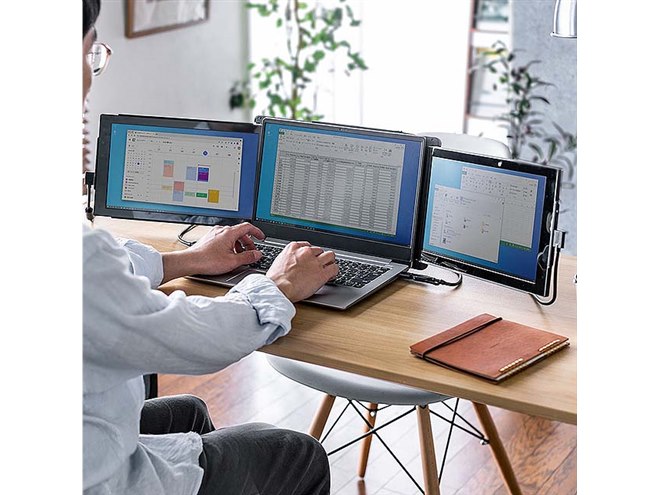 サンワ、ノートPCに装着できる12.5型モバイル液晶「400-LCD001N