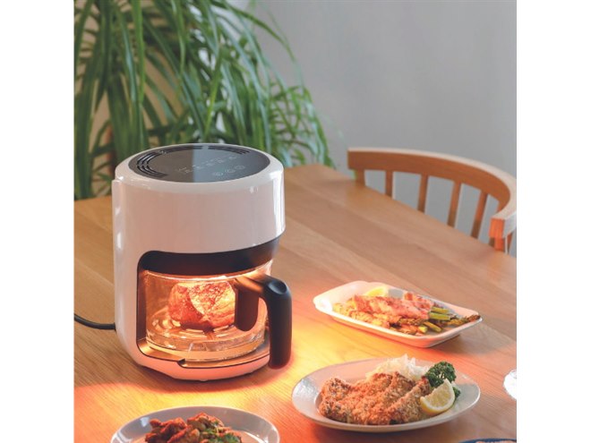 調理加減を外から確認、ガラスポットを使用した「ガラスノンフライ