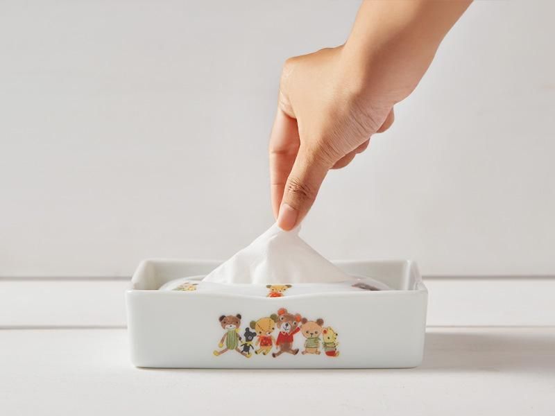 陶器ポケットティッシュケース くま柄｜Designed by Shinzi Katoh